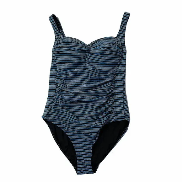 Bond-Eye Australia Size 6 One Piece Blue and Black Striped Padded Cups … - Picture 2 of 6